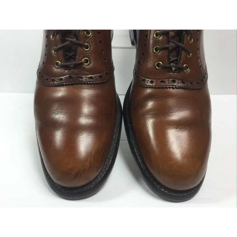 Foot-Joy Classics Mens Sz 10A Chestnut Brown Oxford Leather Brogue Saddle Shoes‎